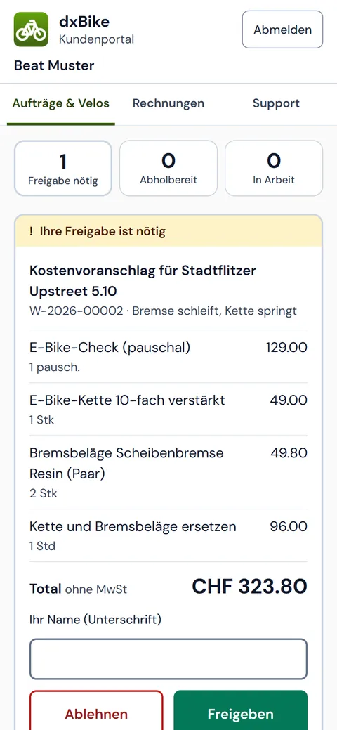 Übersicht und Freigabe