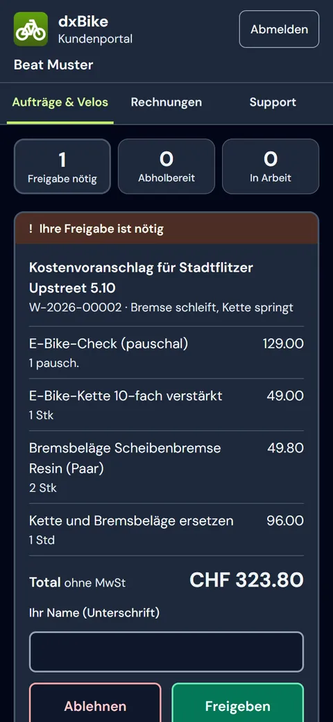 Übersicht und Freigabe